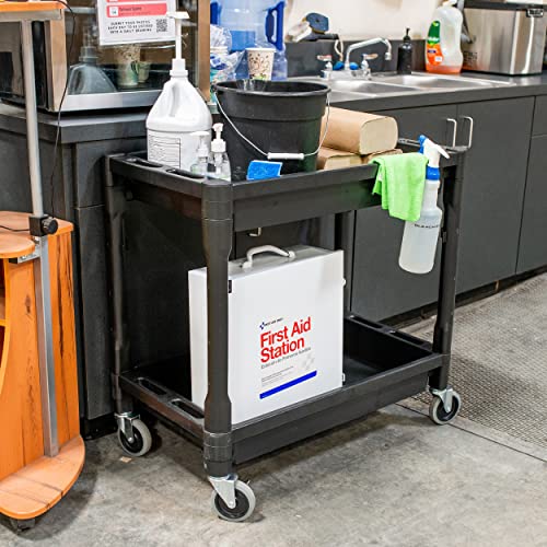 Bisupply Plastic Utility Rolling Cart With Shelves Rolling Tool Cart On Wheels, Utility Service Cart Plastic Push Cart #TOP5