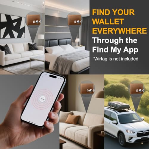 Airtag Wallet, Full Grain Genuine Leather Bifold Mens Wallet, 2-ID Window, 12-Card Slots, Minimalist RFID Blocking Wallet for Men (Distress Brown)4