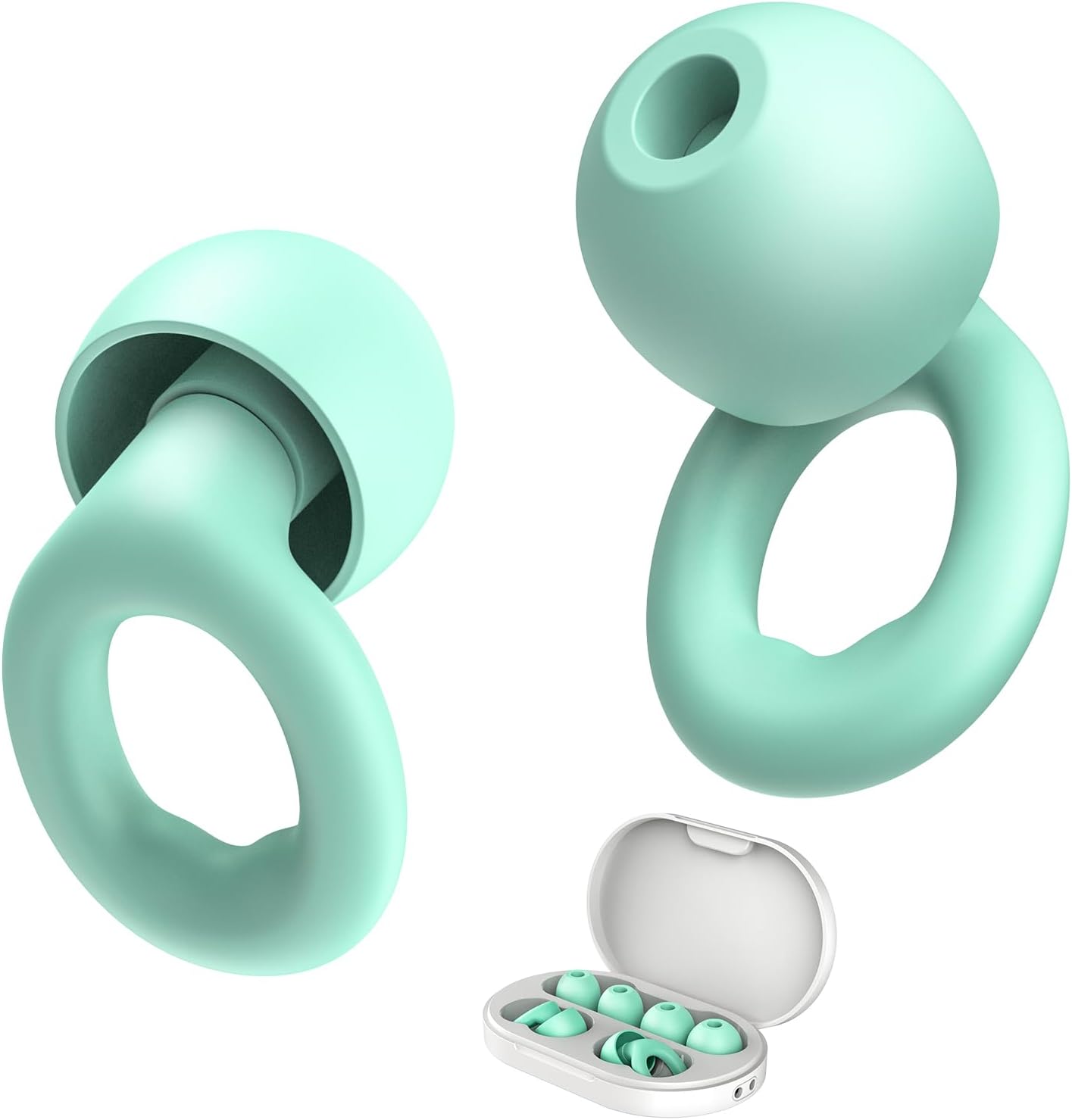 Link Dream Ear Plugs for Sleeping Noise Reduction Silicon Earplugs 6 Pieces with Storage Case 28dB Noise Cancelling (Green)