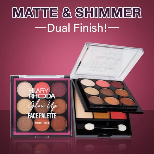 Hilary Rhoda Glow Up Face Palette | Face Palette with Blush, Highlighter, Face Powder & Eyeshadows | Highly Pigmented Face Palette | Available in 4 Variants | 20.6g (Shade 04) - Image 4