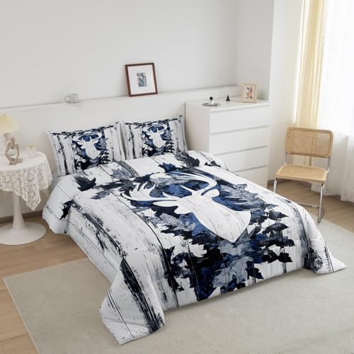 Image of Feelyou Camo Deer Comforter Set Twin Size Deer Antlers Army Camouflage Bedding Set Boys Girls Hunting Comforter Set Animal Duvet Insert Bed Set 2Pcs
