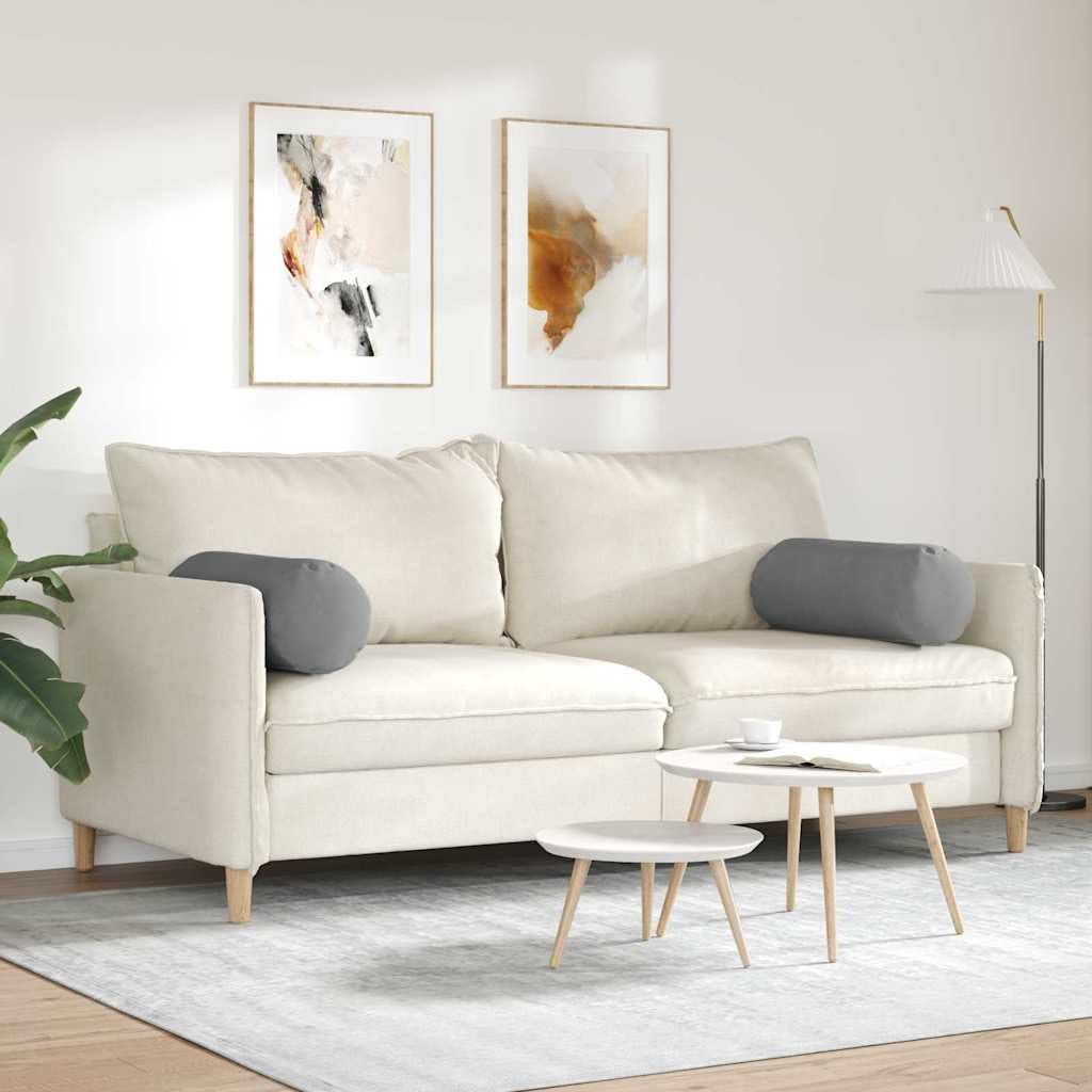 2 cuscini traversini, colore grigio scuro, diametro 25 x 70 cm, morbido tessuto in microfibra con imbottitura in poliestere, sfoderabili per divano, letto, sedia