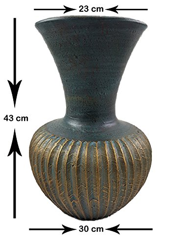 Vase en argile fait main Rotfuchs turquoise et doré unique