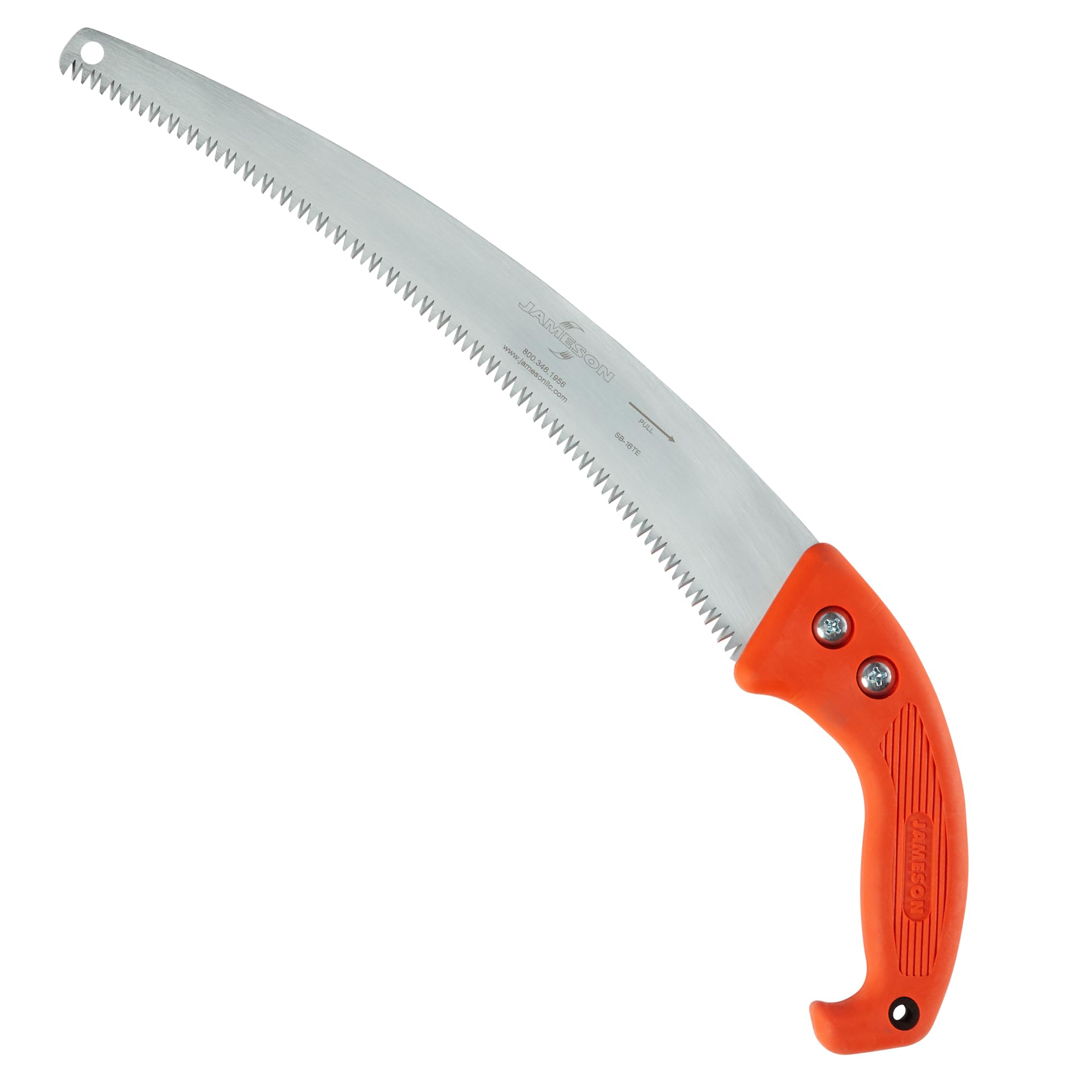 Jameson HS-16TE-O Barracuda™ Tri-Cut Hand Saw, 16" Impulse-Hardened Steel Blade with Orange Ergonomic Soft Grip Handle, Replaceable Blade for Clean Cuts