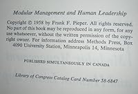 Modular Management And Human Leadership, By Frank Pieper B000M52ZHY Book Cover