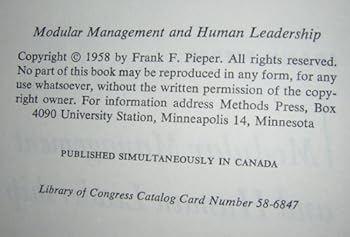 Hardcover Modular Management And Human Leadership, By Frank Pieper Book