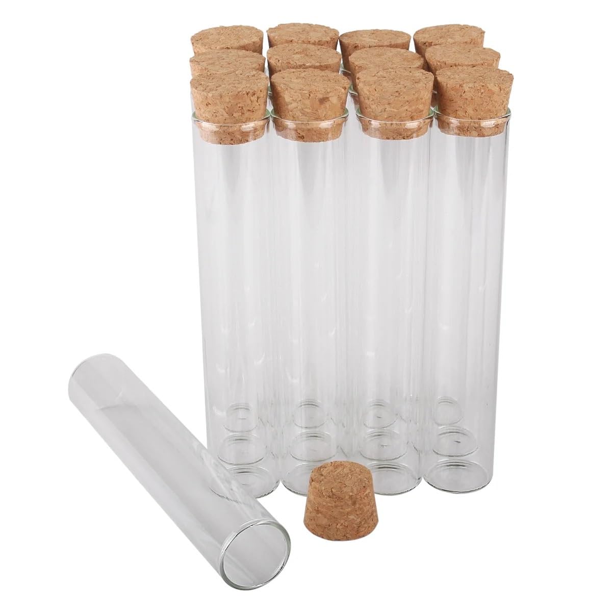 SYLALE 50 Tubos de ensayo de 22 mm de diámetro con tapón de Corcho, Botellas de Vidrio, terrarios, frascos de Vidrio, Viales, Manualidades for Bodas, Recuerdos.(25ml-22x100mm)