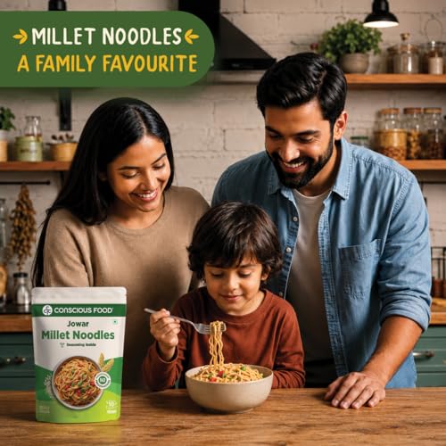 Image of Conscious Food Millet Noodles | 162g | Pack of 4 | No Preservatives | No Maida | No Msg | No Artificial Colors or Flavors, No Trans Fat & Cholesterol