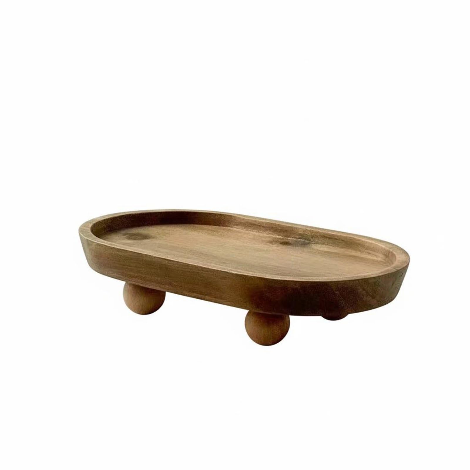 Bandeja de madera con acabado pulido premium y diseño artesanal ovalado