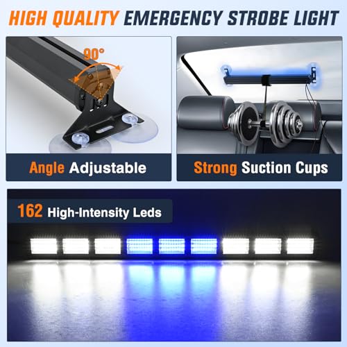 Image of Nilight 162 LED Traffic Advisor Strobe Light Bar with Controller Blue White | 2 in 1 Emergency Warning Hazard Lights 4 Switchable Color 36 Flash Pattern for Trucks Cars Tow Plow Construction Vehicles