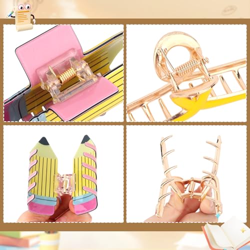 4 PCS Pencil Hair Claw Clips para Mujeres Accesorios de Cabello para Regreso a Clases para Maestras Estudiantes Regalos de Agradecimiento miniatura 3