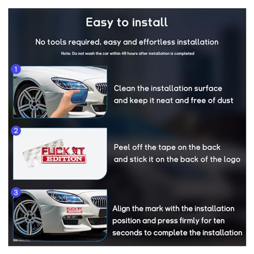 Image of Dickno Fuck It Edition Emblem for Car, Auto Fender Bumper Decoration Stickers, Vehicle 3D Side Fender Rear Trunk Decal Badge, Universal Exterior Accessories for Car Truck SUV (Red & White)