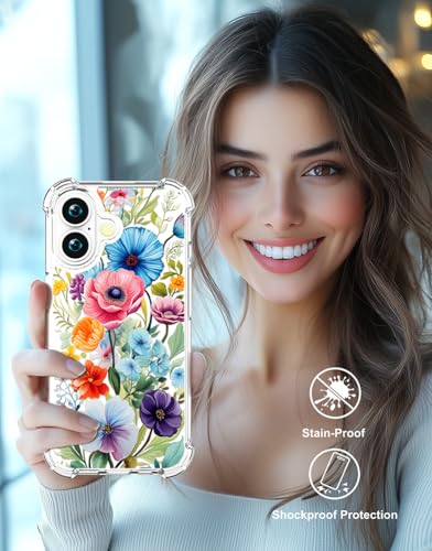 Coque iPhone 17 transparente antichoc avec motif fleur bleue - 7