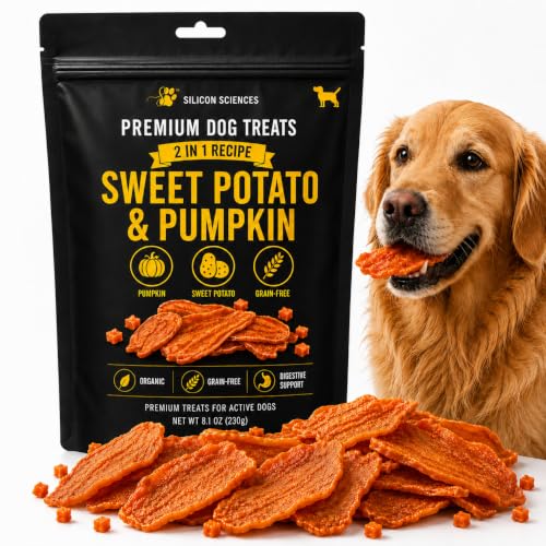 SILICON SCIENCES Sweet Potato & Pumpkin Dog Treats - Grain-Free Natural Dog Chews for Digestion & Gut Health - Soft Healthy Training Treats for Puppies Small & Large Breed Dogs