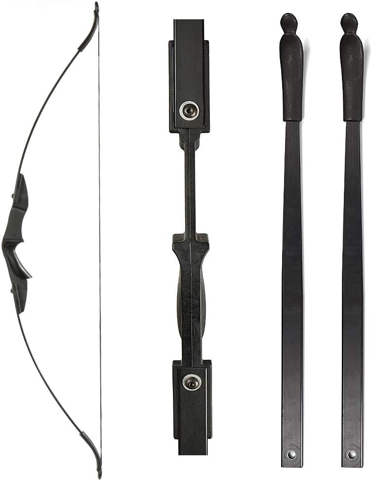 Huntingdoor 57" Takedown Recurve Bow Double Arrow Rest Design,Black Longbow for Right Hand & Left Hand Archer,Archery Hunting Bow for Beginner Training Shooting Target Practice