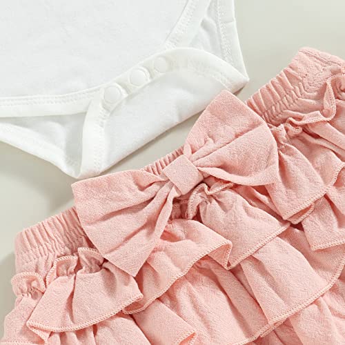 Image of Newborn Baby Girl Summer Clothes 0 3 6 9 12 18 Months Outfits Romper + Shorts + Headband Set