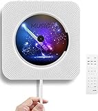 AONCO Portable CD Player, Bluetooth Wall Mountable CD Music Player Home Audio Boombox with Remote Control FM Radio Built-in HiFi Speakers, MP3 Headphone Jack AUX Input Output, White