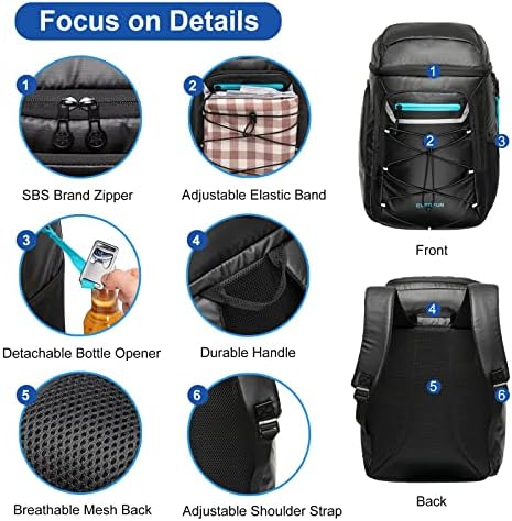 EVERFUN Cooler Backpack Insulated Leakproof 30 Cans, Cooler Bag with 2 Insulated Compartments Waterproof, Lightweight Hiking Beach Lunch Travel Camping Cooler for Men and Women 6 EVERFUN Cooler Backpack Insulated Leakproof 30 Cans, Cooler Bag with 2 Insulated Compartments Waterproof, Lightweight Hiking Beach Lunch Travel Camping Cooler for Men and Women