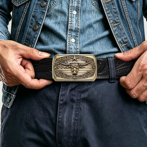 Image of Dubulle Mens Ratchet Belt Gold Click Buckle Adjustable Leather Belts