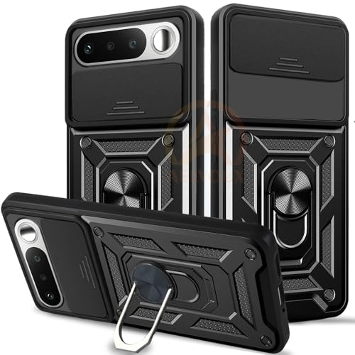 Image of Armor Bumper Back Cover Case for Realme 16 5G | Rotating Camera Cover, Ring Holder & Kickstand | Heavy Duty & 360 Degree Protection Realme 16 5G Back Cover (Black)