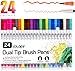 Produktbild Dual Brush Pen Set, Vakki 24 Farben Aquarell Doppelfasermaler Pinselstifte, Filzstifte Bullet Journal Stifte Für Zeichnen, Skizzieren, Malen, Kalligraphie, Comic, Handlettering, Manga