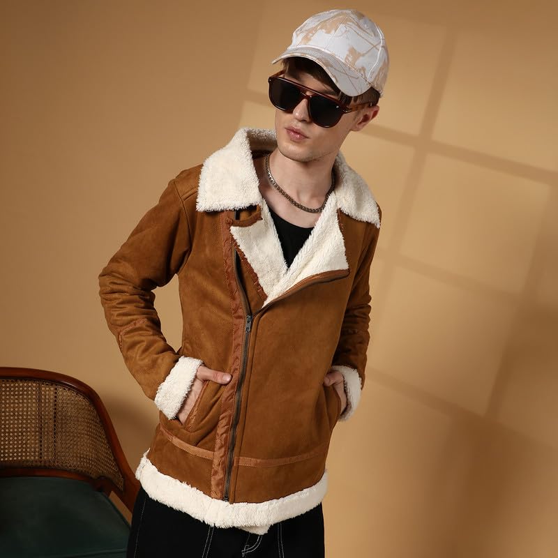 Image of CAHOOT Men's Carbon Lined Biker Jacket | Casual Wear | Spread Collar | Long Sleeve | Zipper Closure | Jacket Crafted With Comfort Fit | For Everyday Wear
