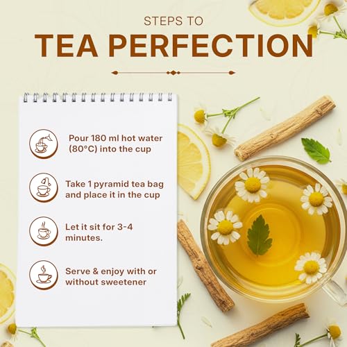 Image of Tealeaf & Co. Honey Lemon Green Tea with Lemon & Honey Extract, Lemongrass, Licorice & Chamomile - Organic Green Tea Bags with Fresh Herbs and Spices - 100 Teabags (7.055oz /200gm)