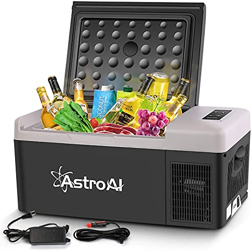 AstroAI Portable Freezer 12 Volt Car Refrigerator 16 Quart Fridge for Car, RV, Van, Vehicle, Boat, Portable Freezer 15L (-4â„‰~68â„‰) for Camping, Travel, Fishing Outdoor â€” 12/24V DC and 100/240V AC(Renewed)