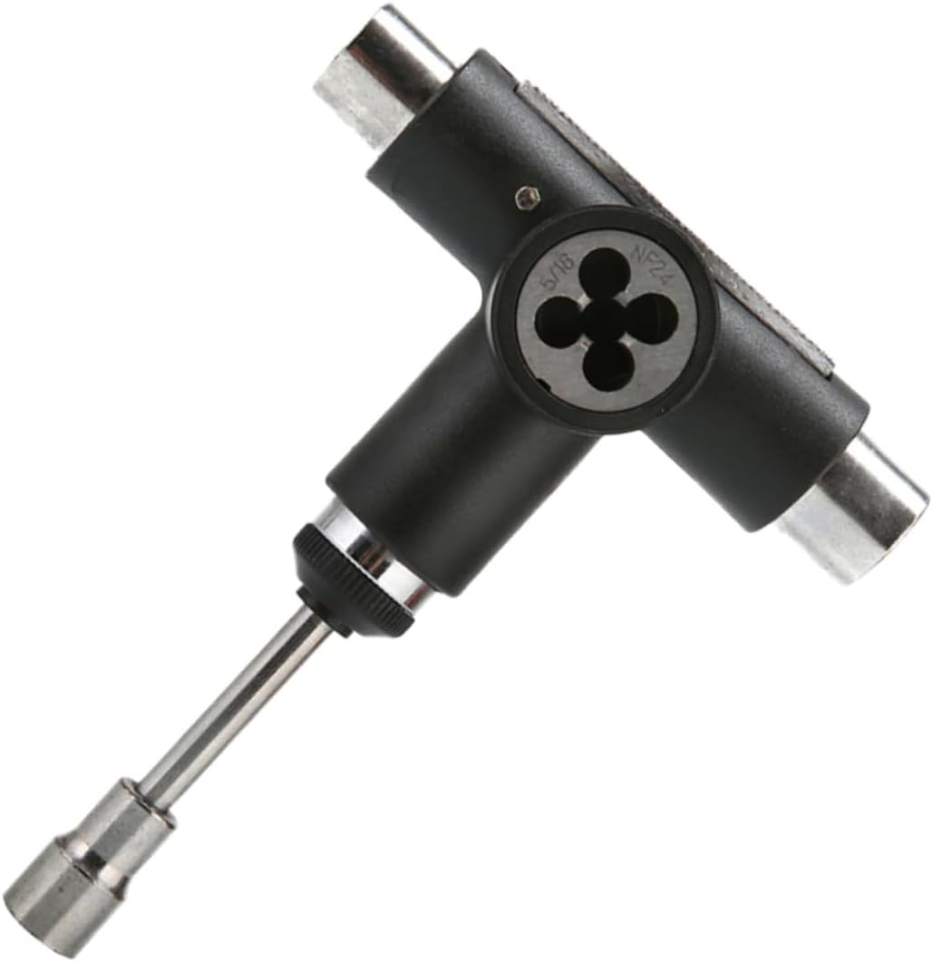 One Skate Tool Portable T Tool for Skateboard Longboard | Metal Build, Black Finish, Lightweight Repair Tool, Changing Wheels, Multi-Function Use for Boards