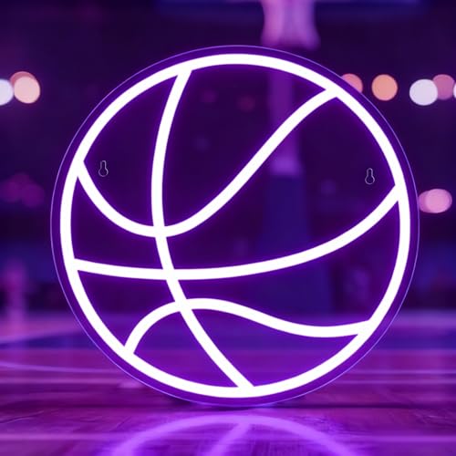 Mvorixa Neon Basketball Sign for Wall Decor, 13.1x13.1in