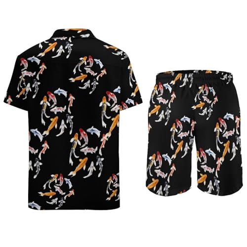 Camisa y pantalones cortos de playa de peces japoneses para vacaciones de verano 6