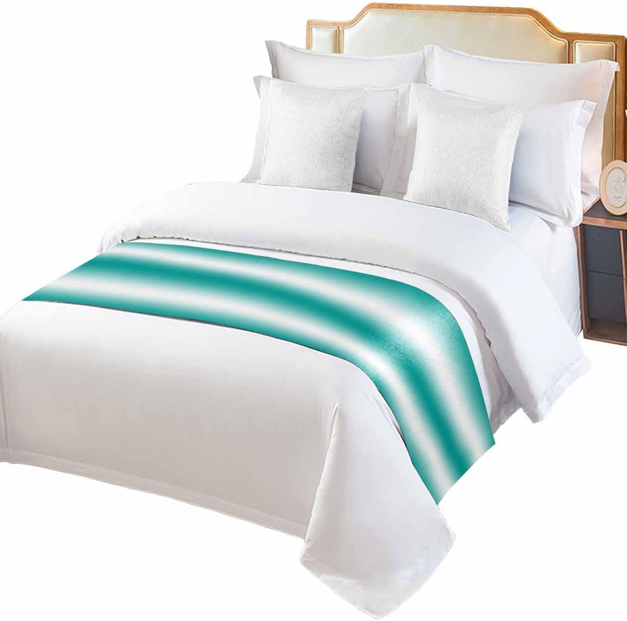 Abstract Black White Gradient Bed Runners for Bedroom Hotel,Decorative Bedding Scarf Farmhouse Minimalist Art Bed End Blanket Bedding Runner Scarves for Queen Size Bed,94x20in