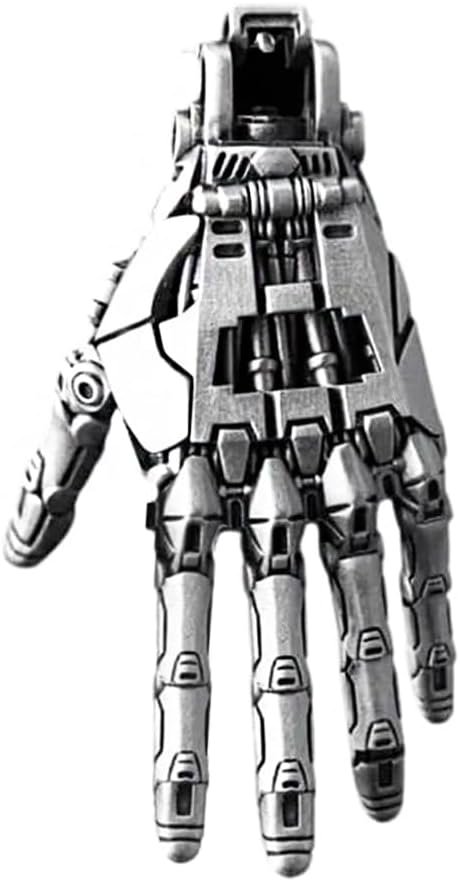 Mechanical Hand Pendant for Necklace, Movable Finger Joints Robot Hand Charm Jewelry, Steampunk Mechanical Hands Pendant Necklace for Men Women (Silver)