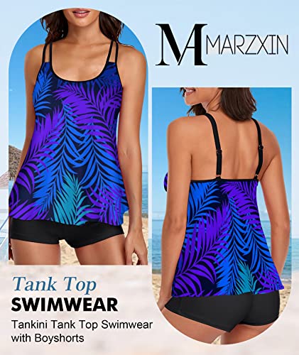 Marzxin Tankini Swimsuit For Women Floral Two Piece Bathing Suit Tank Top Swimwear With Boyshorts Floralm Xxl #TOP2