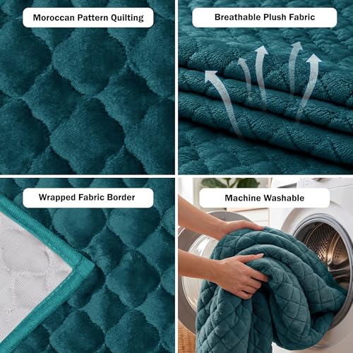 Image of Story@Home Premium Quilted Sofa Armrest Covers | Anti-Slip Armrest Covers for Sofa | 1 Pair - 70(D) x 50(L) cm - Teal
