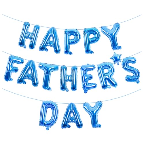 Happy Fathers Day Balloons Banner Bule Glitter Fathers Day Balloons Fathers Day Decoration Supplies (Bule)