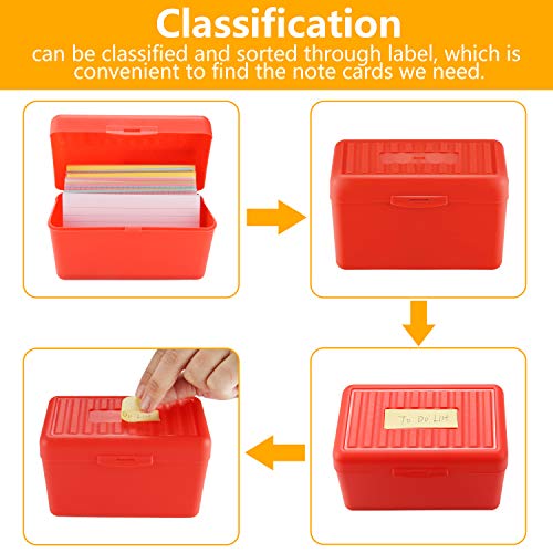 Index Card Holder 3 x 5 inch - Recipe Card Box Plastic Storage Organizer for Filling 350 to 400 Notecards, Addresses & Recipes - 4 Colors (3 x 5 inch)