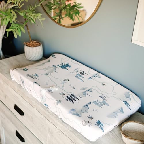 Image of Baby Changing Pad Cover 2-Pack for Boys, Girls (Arctic Journey) - Premium Fitted Sheets Baby Diaper Changing Table Cover - Buttery Soft Cotton Blend