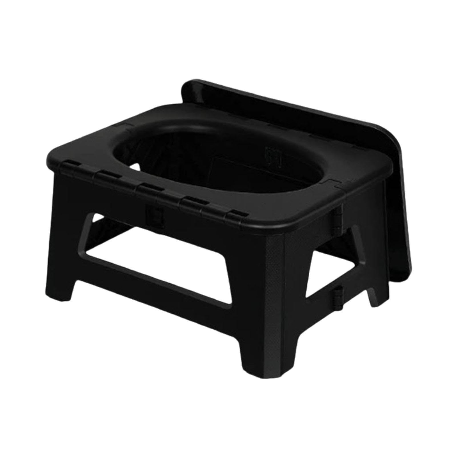 Klappbare Campingtoilette, Außentoilette, Kommode, vielseitige Aufbewahrungsbox, faltbares Töpfchen, Notfall für Fischerboot, Wandern, Strand, S Black