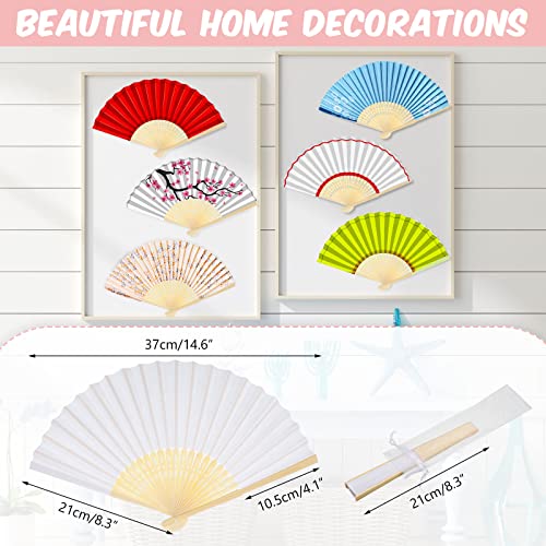 Yookeer 80 Pieces Paper Hand Fan And Organza Hand Fan Bags Bamboo Folded Hand Fan Paper Handheld Fans For Wedding Party And Home Decoration Church Wedding Gift, Party Favors, Diy Decoration(White) #TOP2