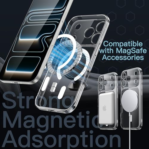 Image of JETech Magnetic Slim Case for iPhone 17 Pro 6.3-Inch Compatible with MagSafe, Camera Lens Full Protection, Ultra-Thin Lightweight Clear Minimalist Protective Phone Cover (Clear)