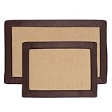 2 pc Memory Foam Bath Mat Set by Lavish Home - Faux Linen Fleece - Chocolate
