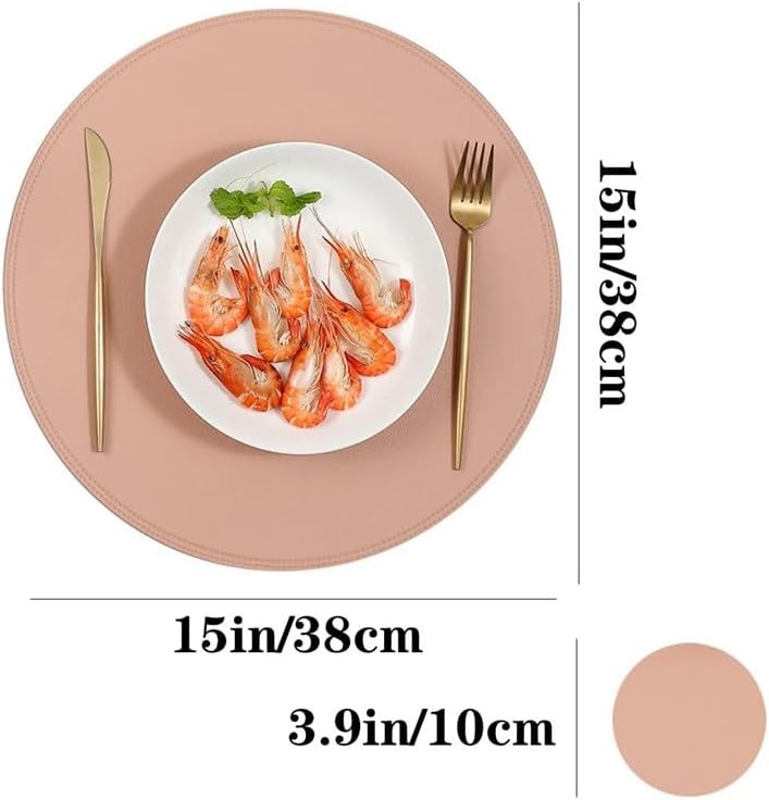 American Round Leather Placemat Layer Waterproof Heat Insulation Pad Coaster Table Mat(Gray)