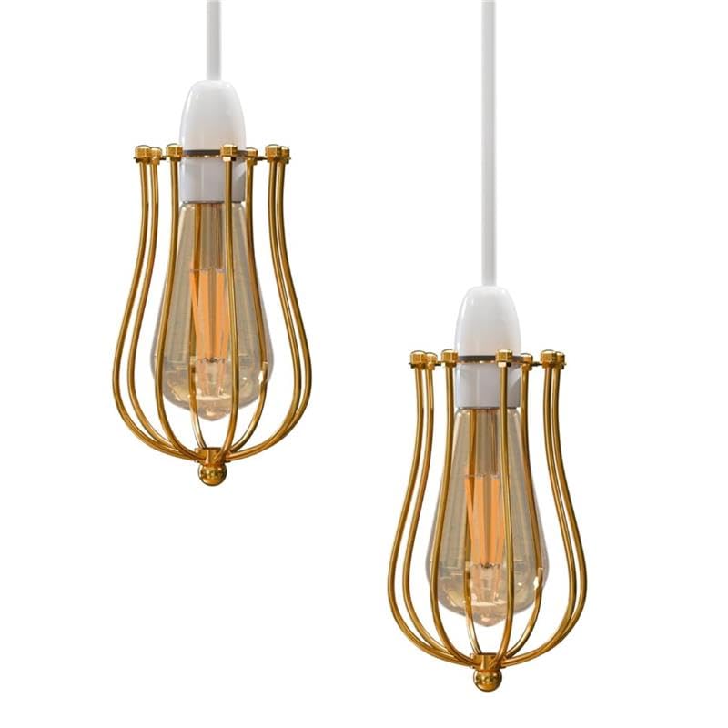 DC VOLTAGE Modern 2 Pack Pendant Light Metal Balloon Wire Cage E27 Bulb Base Easy Fit Hanging Ceiling Lamp Shade Ideal for Kitchen Living Room Hallway Bar Coffee Shop Hotels