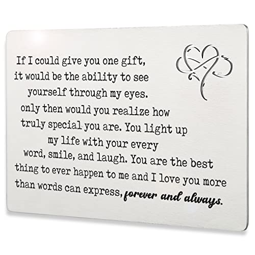 Clesellix Love Theme Laser Engraved Metal Wallet Insert Card, Valentine's Day, Anniversary, Christmas Gift for Husband, Boyfriend