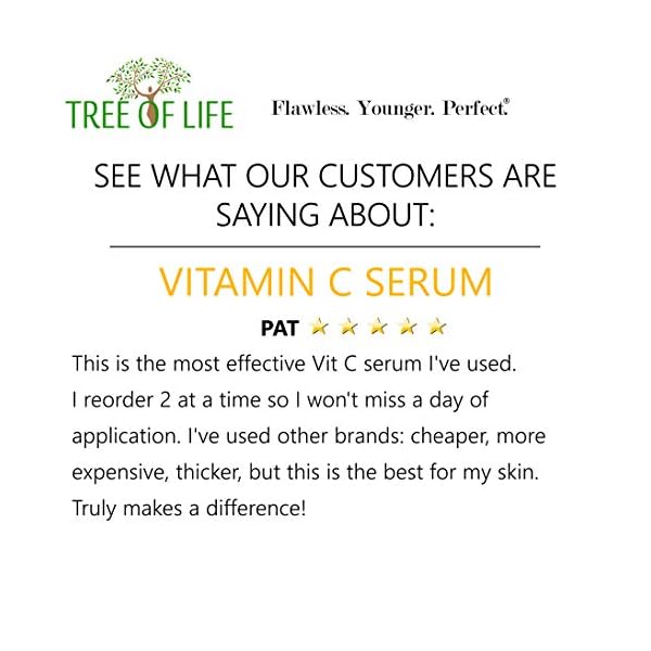 Tree-of-Life-Glow-Vitamin-C-Serum-for-Face-Brightening-Revitalizing-Facial-Serum-with-Vitamin-E-1-Fl-Oz Tree of Life Beauty Vitamin C Skin Care Set, Skin Brightening Face Oil for Dark and Age Spots, Facial Serums for Dry and Sensitive Skin with Hyaluronic Acid & Vitamin E for Soft Smooth Skin, 1 Fl Oz