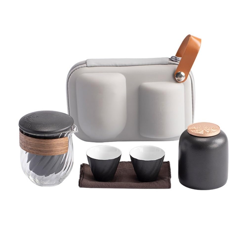Ceramiczny pojemnik na herbatę Przenośny ceramiczny zestaw do herbaty podróżny torba podróżna na zewnątrz, kubek do parzenia herbaty, kubek do smaku herbaty, pojemnik do przechowywania herbaty, bar