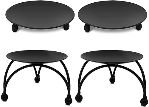 Portavelas de hierro negro de 3.94 pulgadas, portavelas redondos, portavelas de pilar, soporte de vela de pedestal, portavelas decorativo para velas