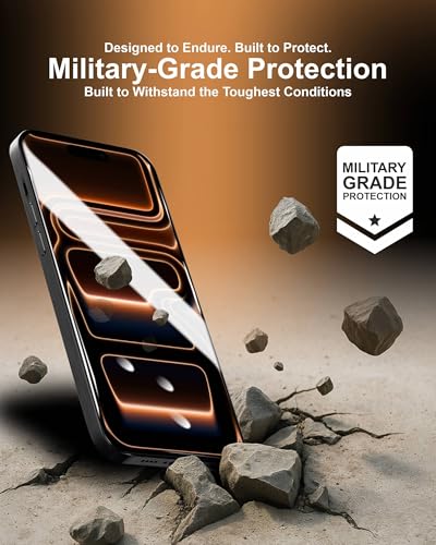 Image of Affix 2 Pack for iPhone 17 Pro Max Full Coverage Tempered Glass, Screen Protector Guard with Easy Fix Installation Tool, 9H Hardness Shatterproof, HD Clear Scratch Resistant