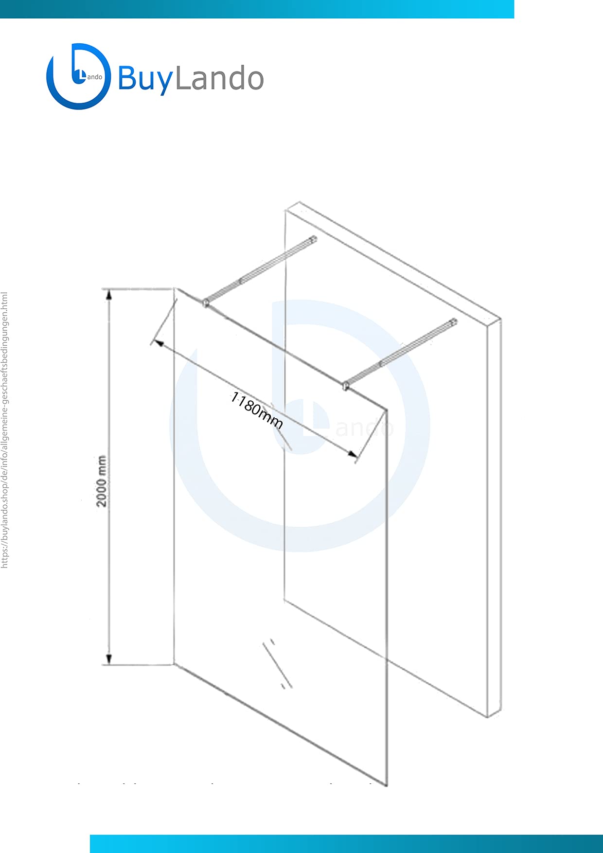 Shop [Typ-Lily] 10 mm walk w ściance prysznicowej - kabina prysznicowa - szkło ESG (120 x 200 cm szkło przezroczyste 2 x prostokątny uchwyt)